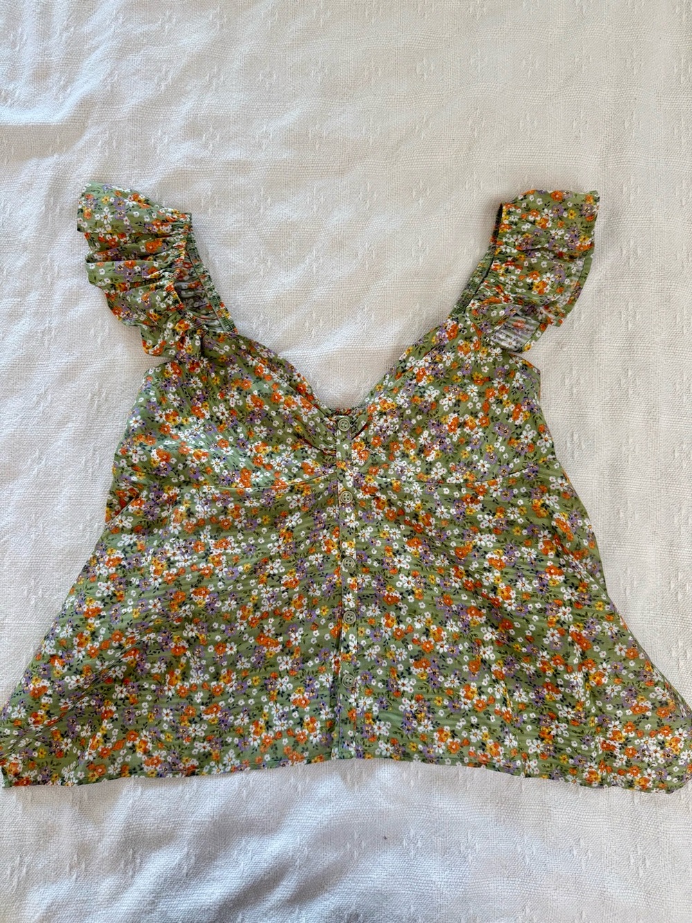 Self Esteem Floral Ruffle Strap V-Neck Tank Top - multi color floral